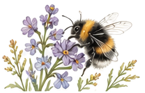 A buff-tailed bumblebee at purple flowers