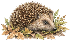 A hedgehog in autumn leaves